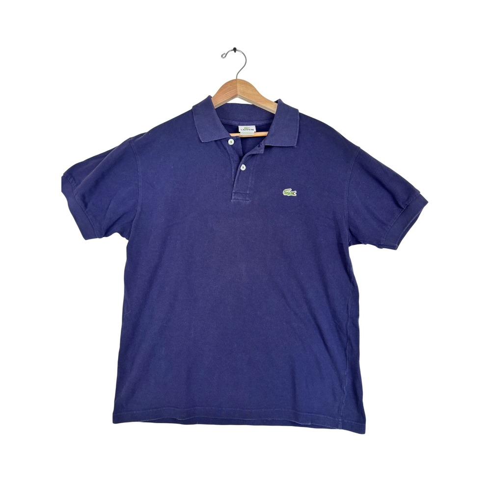 Vintage Lacoste Polo Size 7 XL Navy Blue Made in Peru Cotton Pique Preppy Tennis